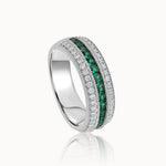 Created Emerald Eternity Band, Sterling Silver, 3/8 ct Lab Grown Diamond-3