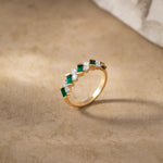 Created Sapphire Regal Band, 14K Gold Vermeil, 1/3 ct Lab Grown Diamond-5