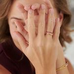 Created Ruby Stackable Bands, 14K Gold Vermeil, 1/4 ct Lab Grown Diamond-2