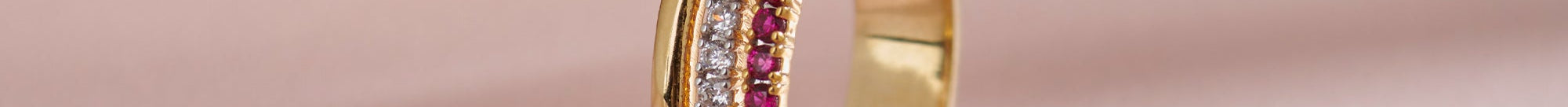 Created Ruby Stackable Bands, 14K Gold Vermeil, 1/4 ct Lab Grown Diamond-1