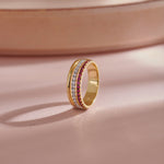 Created Ruby Stackable Bands, 14K Gold Vermeil, 1/4 ct Lab Grown Diamond-5