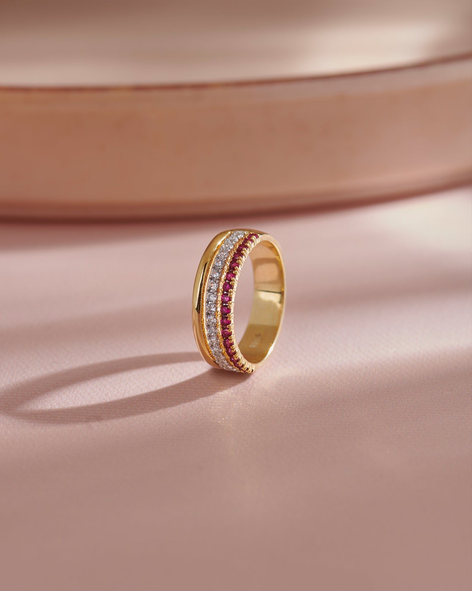 Created Ruby Stackable Bands, 14K Gold Vermeil, 1/4 ct Lab Grown Diamond-5