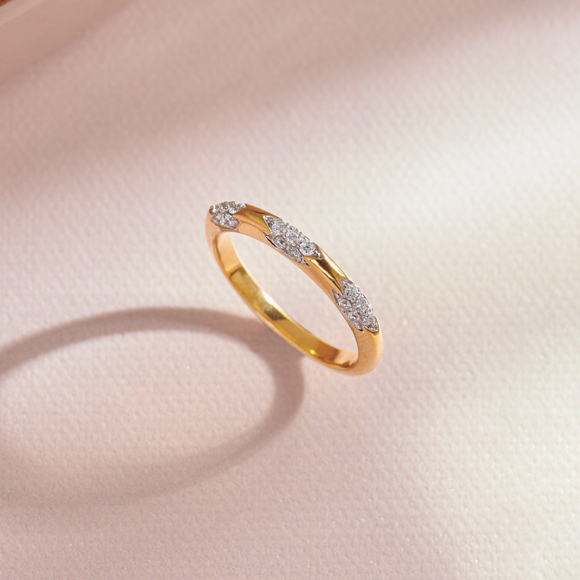 Edgy Pave Stackable Band, 14K Gold Vermeil, 1/4 ct Lab Grown Diamond-1