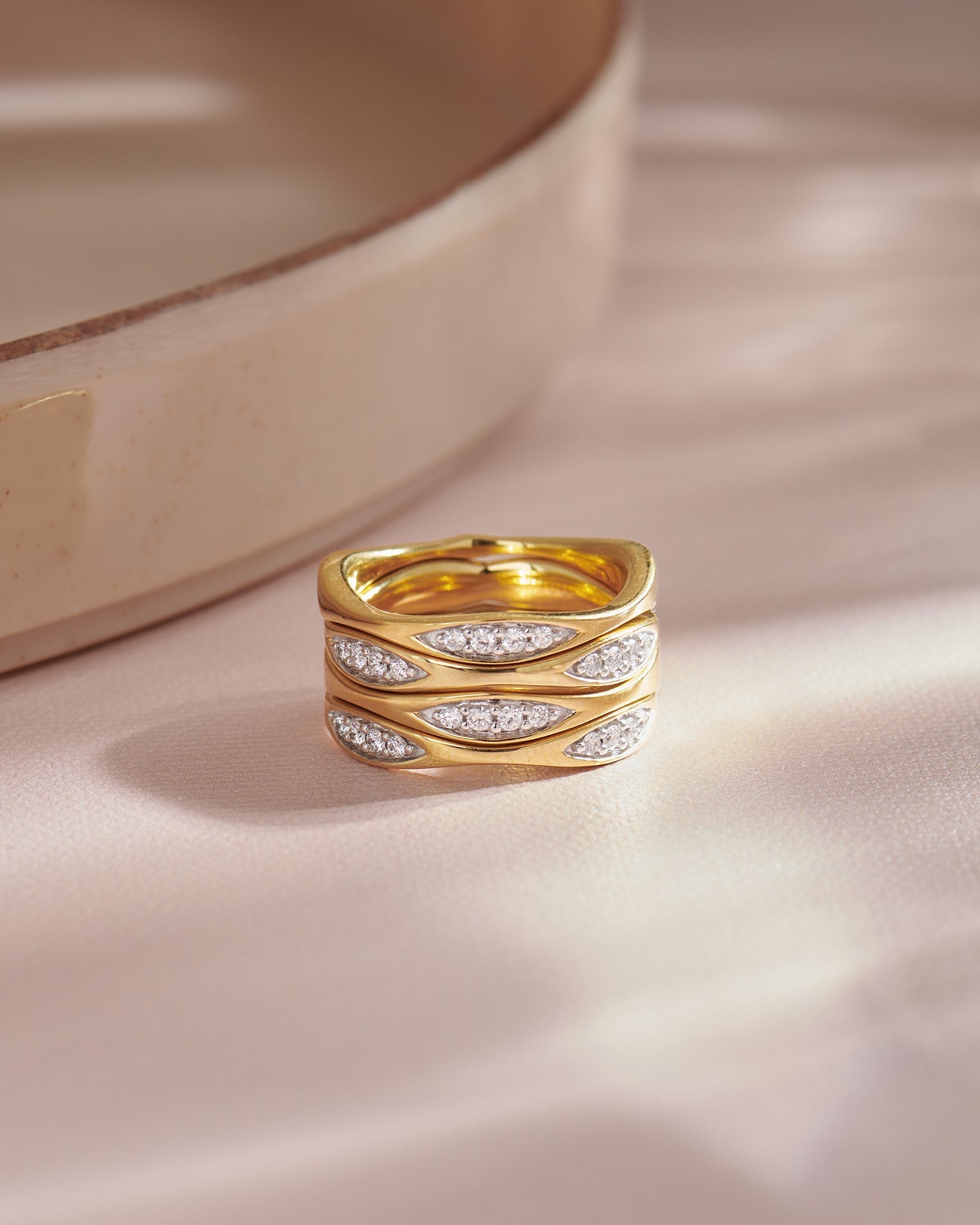 Four Row Stackable Diamond Band, 14K Solid Gold, 1/3 ct Lab Grown Diamond-5