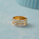 Stacked Four Row Diamond Ring, 14K Gold Vermeil, 1/2 ct Lab Grown Diamond-5