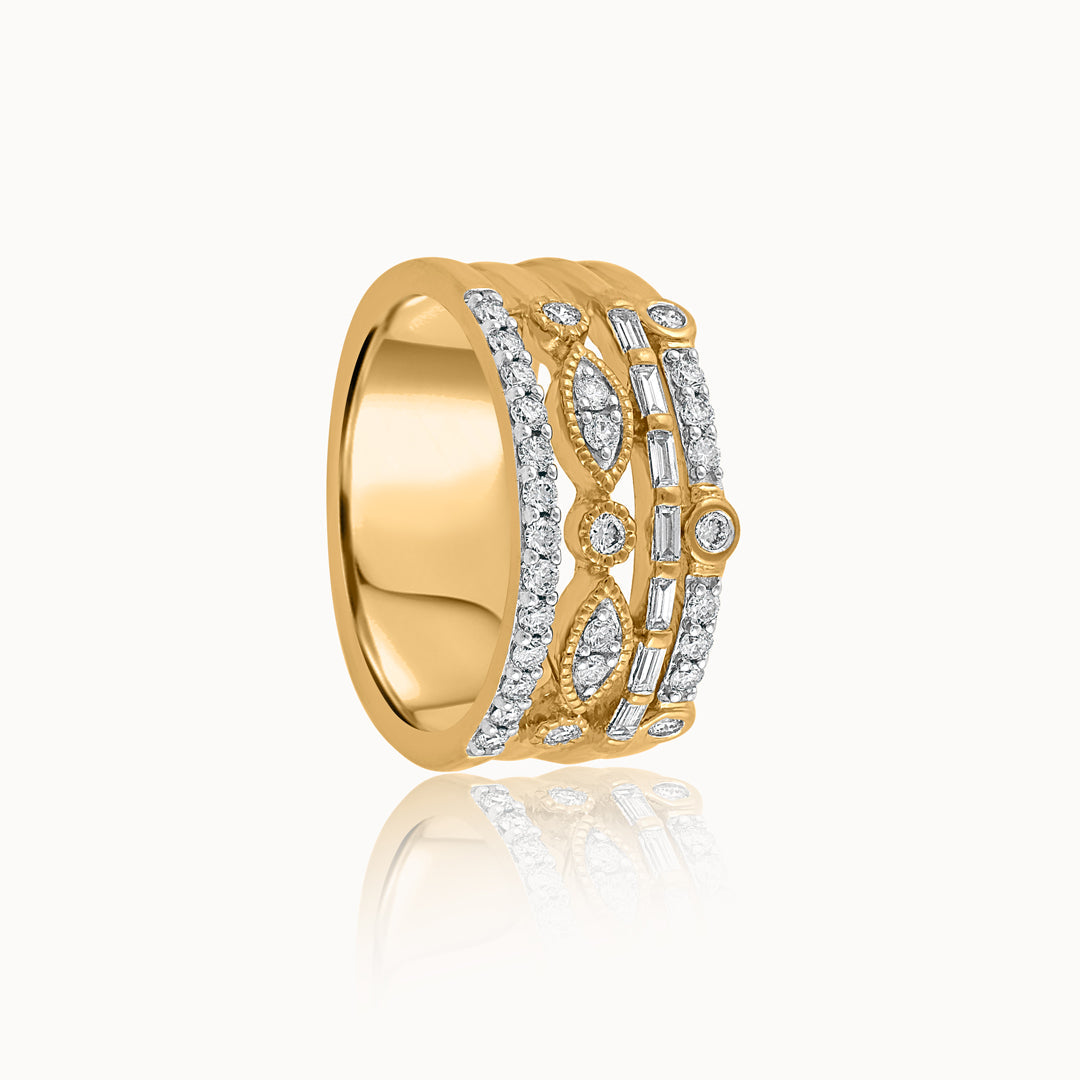 Stacked Four Row Diamond Ring, 14K Gold Vermeil, 1/2 ct Lab Grown Diamond-3
