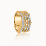 Stacked Four Row Diamond Ring, 14K Gold Vermeil, 1/2 ct Lab Grown Diamond-3