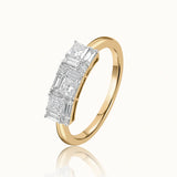 3 Princess Cluster Diamond Ring