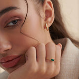 Created Emerald Diamond Ring