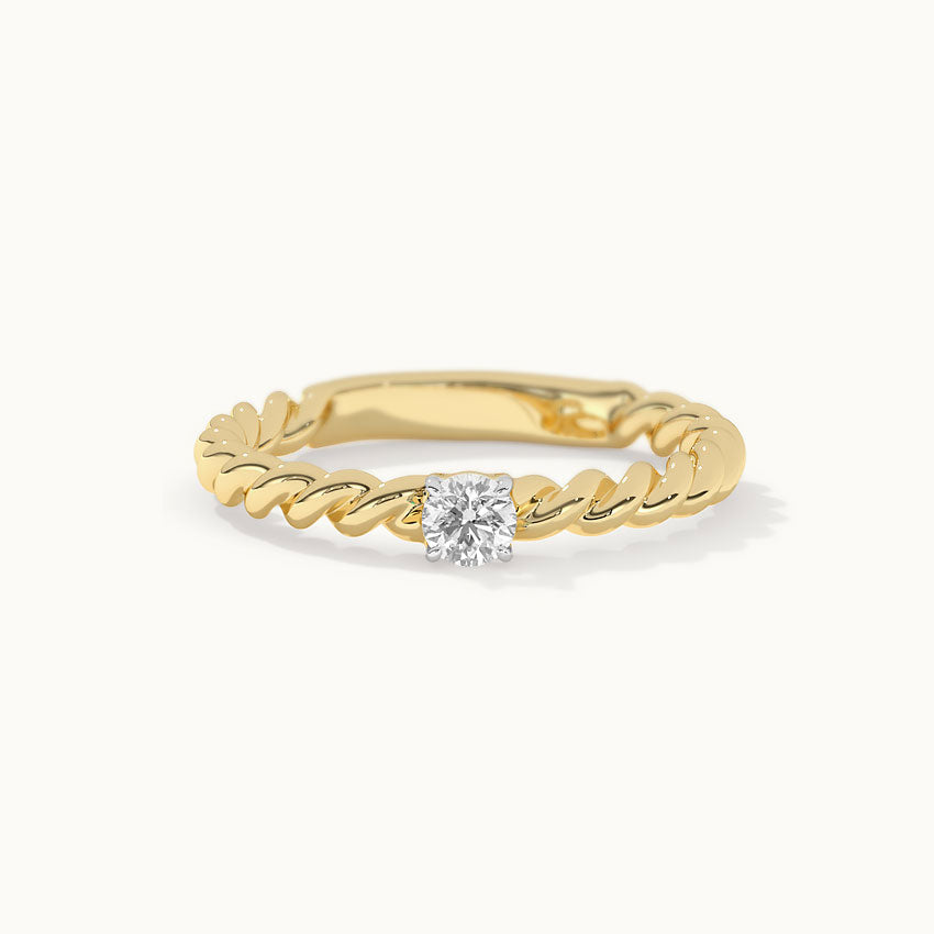 Twisted Diamond Ring, 14K Gold Vermeil, 1/5 ct Lab Grown Diamond-3
