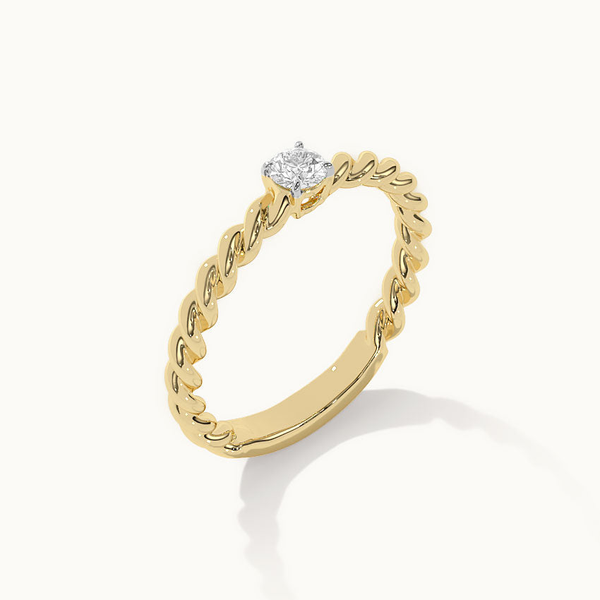 Twisted Diamond Ring, 14K Gold Vermeil, 1/5 ct Lab Grown Diamond-7