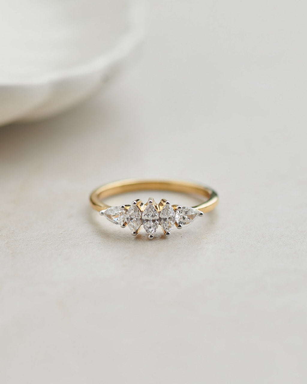 Five Stone Marquise & Pear Diamond Ring, 14K Gold Vermeil, 1/2 ct Lab Grown Diamond-6