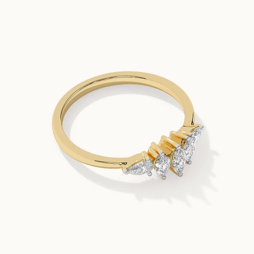 Five Stone Marquise & Pear Diamond Ring, 14K Gold Vermeil, 1/2 ct Lab Grown Diamond-8