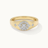 Modern Diamond Signet Ring, 14K Gold Vermeil, 1/2 ct Lab Grown Diamond-3