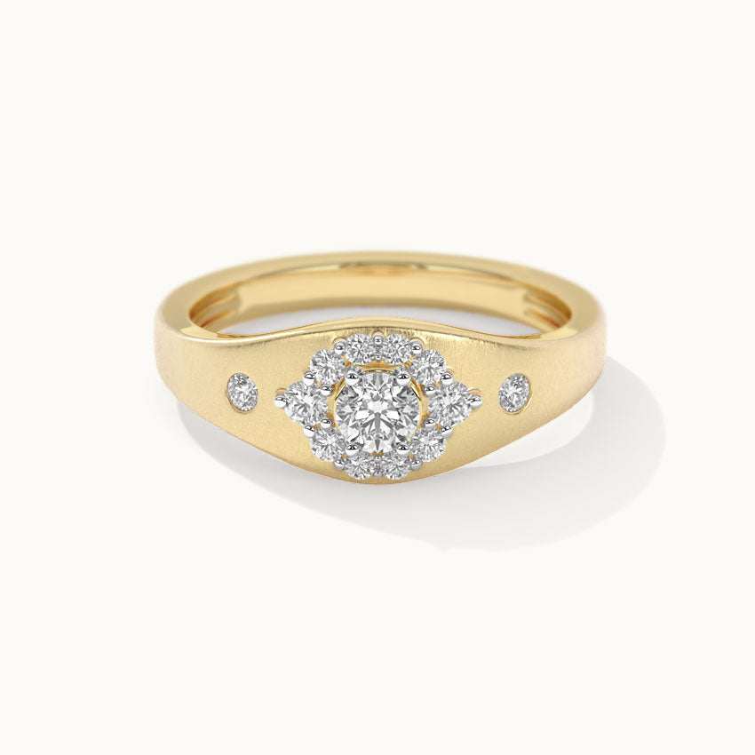 Modern Diamond Signet Ring, 14K Gold Vermeil, 1/2 ct Lab Grown Diamond-3