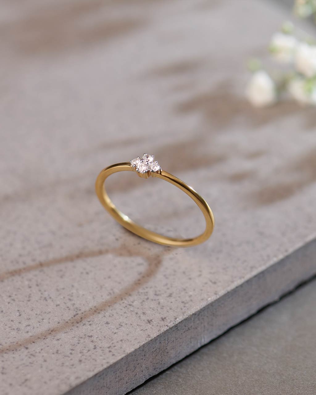 Floral Diamond Stackable Ring, 14K Solid Gold, 1/20 ct Lab Grown Diamond-6