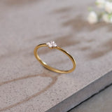 Floral Diamond Stackable Ring, 14K Solid Gold, 1/20 ct Lab Grown Diamond-6
