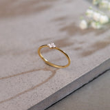 Floral Diamond Stackable Ring, 14K Solid Gold, 1/20 ct Lab Grown Diamond-2