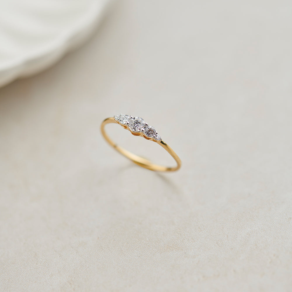 Five Stone Diamond Ring, 14K Gold Vermeil, 1/4 ct Lab Grown Diamond-1