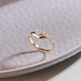 Faceted Round Diamond Ring, 14K Gold Vermeil, 1/4 ct Lab Grown Diamond-5