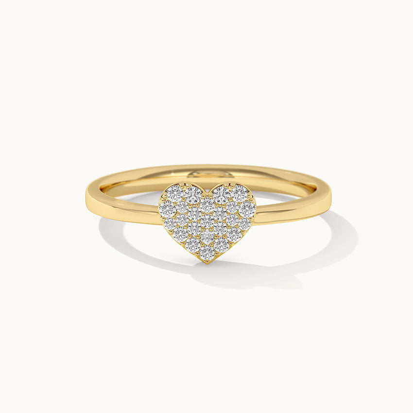Heart Pave Diamond Ring, 14K Gold Vermeil, 1/6 ct Lab Grown Diamond-4