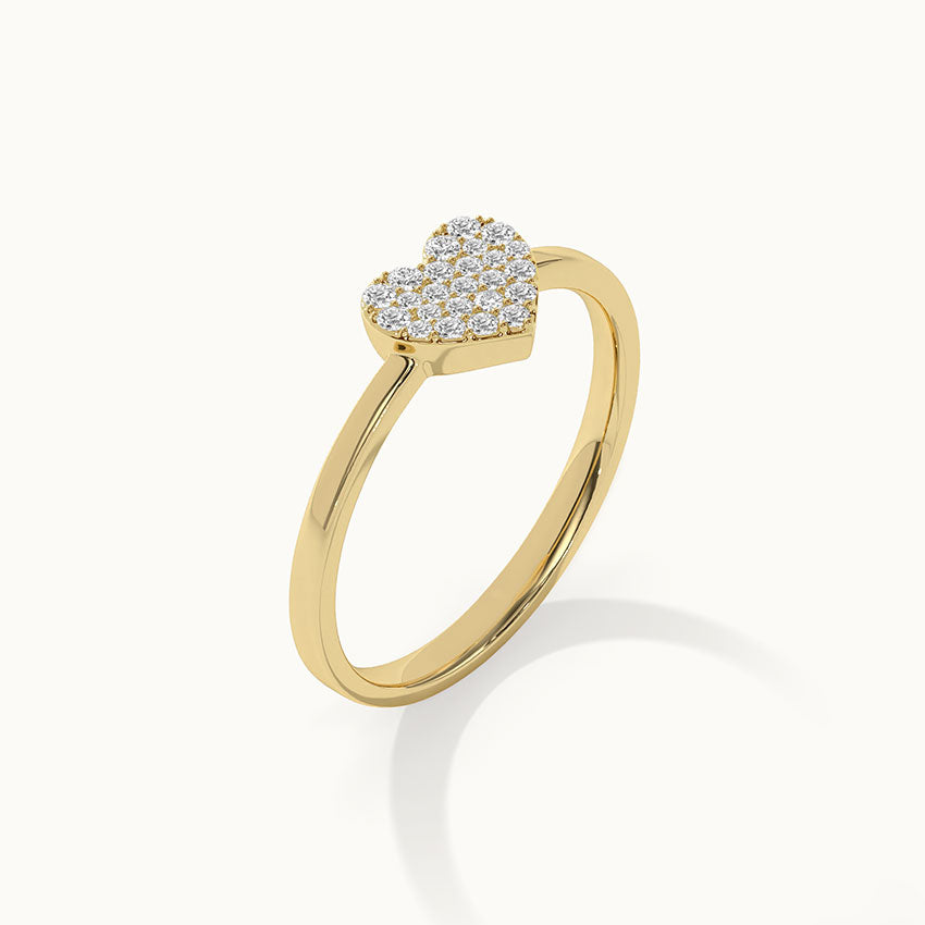 Heart Pave Diamond Ring, 14K Gold Vermeil, 1/6 ct Lab Grown Diamond-8