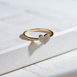 Heart Pave Diamond Ring, 14K Gold Vermeil, 1/6 ct Lab Grown Diamond-7