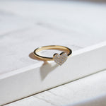 Heart Pave Diamond Ring, 14K Gold Vermeil, 1/6 ct Lab Grown Diamond-1