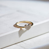 Heart Pave Diamond Ring, 14K Gold Vermeil, 1/6 ct Lab Grown Diamond-1