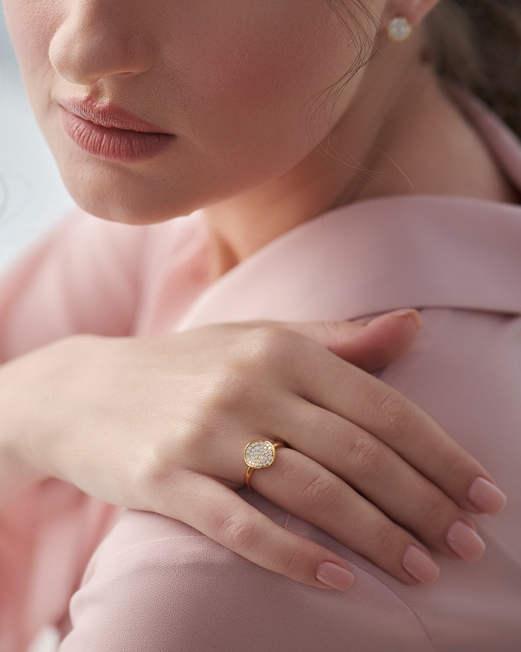 Wave Cluster Diamond Ring, 14K Gold Vermeil, 1/3 ct Lab Grown Diamond-5