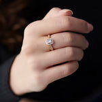 Rectangle Halo Diamond Ring, 14K Gold Vermeil, 1/3 ct Lab Grown Diamond-5