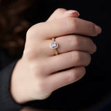 Rectangle Halo Diamond Ring, 14K Gold Vermeil, 1/3 ct Lab Grown Diamond-5