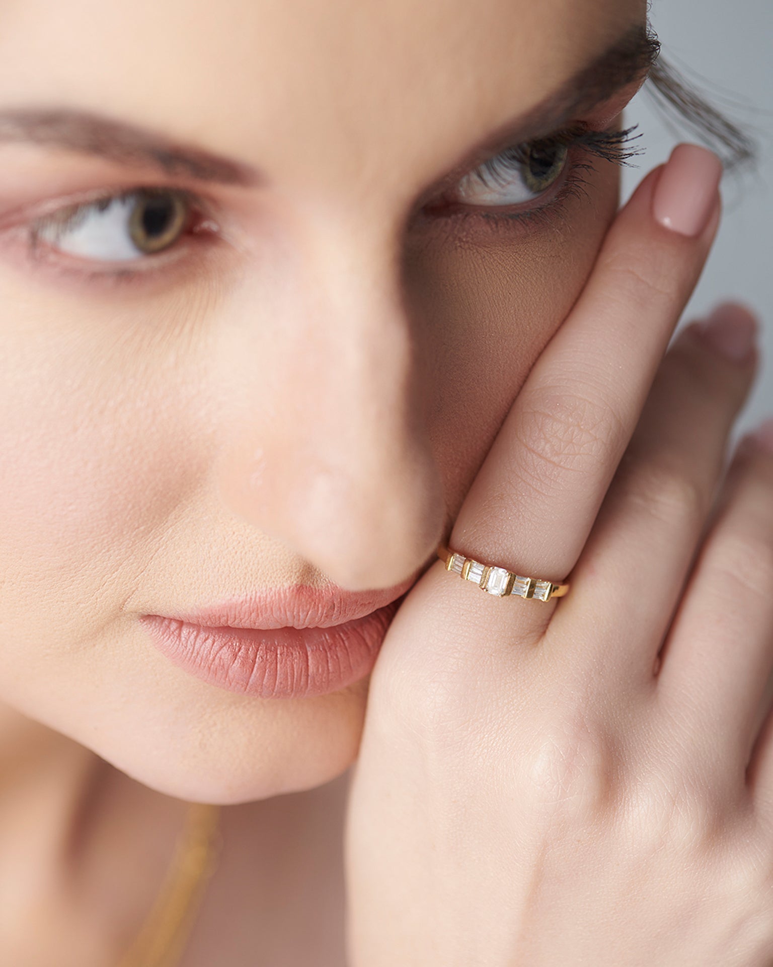 Clear Baguette Diamond Ring, 14K Gold Vermeil, 1/3 ct Lab Grown Diamond-2