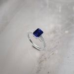 Created Sapphire & Diamond Ring, Sterling Silver, 1/4 ct Lab Grown Diamond-1