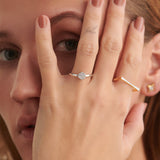 Sleek Floral Ring, 10K Solid Gold, 1/5 ct Lab Grown Diamond-2