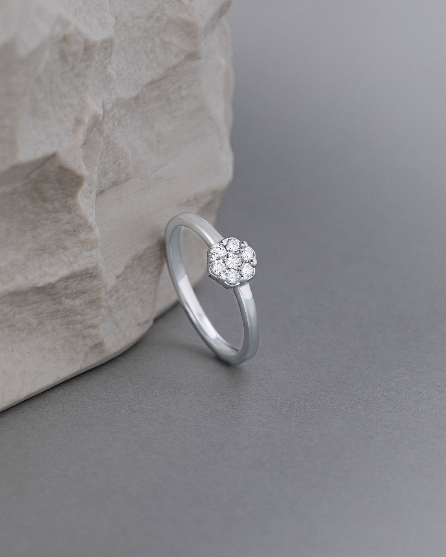 Sleek Floral Ring, 10K Solid Gold, 1/5 ct Lab Grown Diamond-3