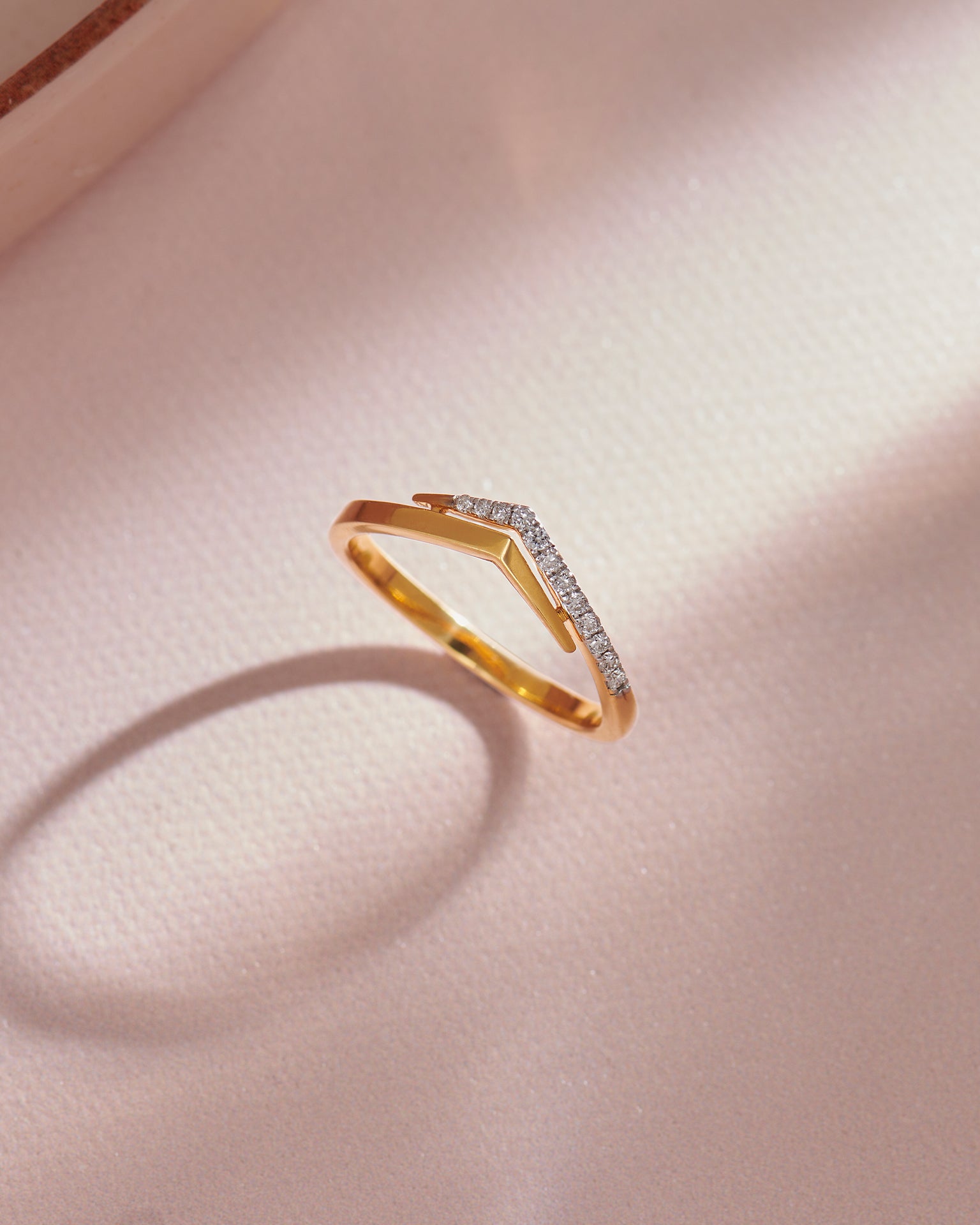 Sleek Chevron Ring, 14K Gold Vermeil, 1/10 ct Lab Grown Diamond-6