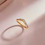 Sleek Chevron Ring, 14K Gold Vermeil, 1/10 ct Lab Grown Diamond-1