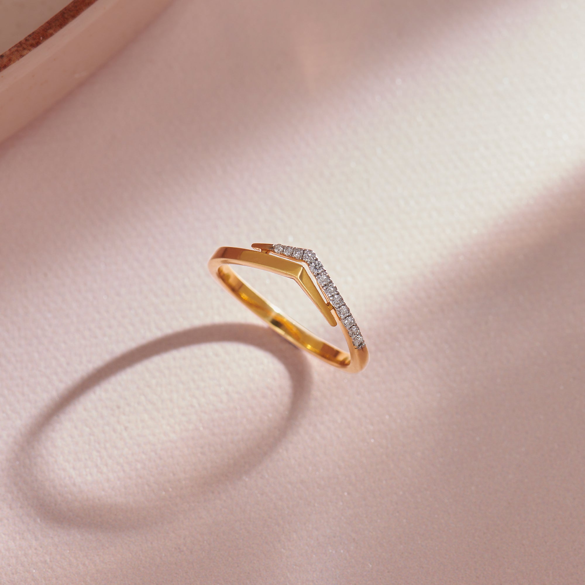 Sleek Chevron Ring, 14K Gold Vermeil, 1/10 ct Lab Grown Diamond-1