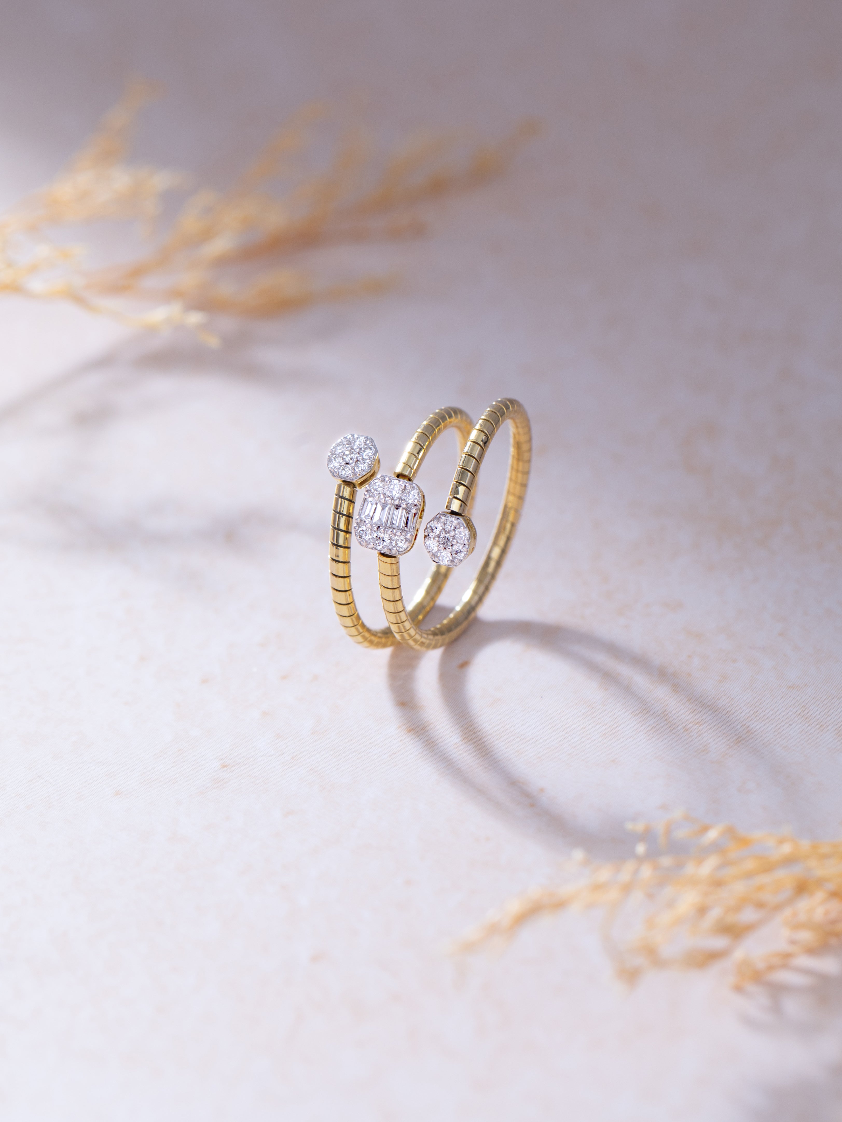 Sparkling Diamond Coil RIng, 14K Gold Vermeil, 1/4 ct Lab Grown Diamond-4