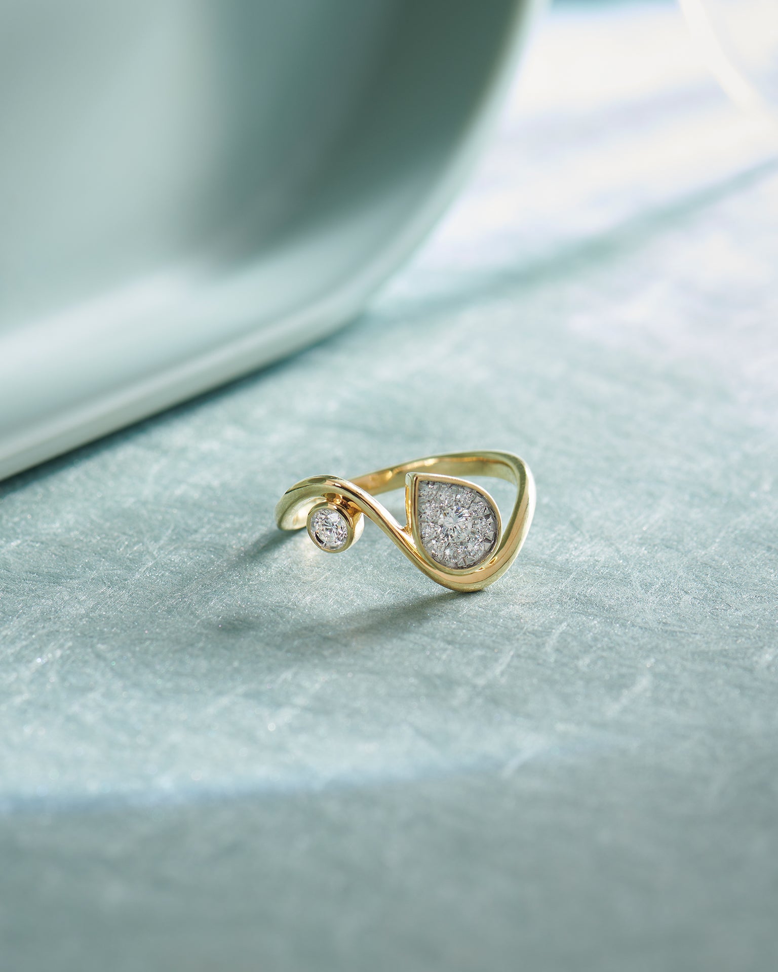 Diamond Swirl Ring, 14K Gold Vermeil, 1/3 ct Lab Grown Diamond-6