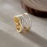 Wide Crossover Diamond Band