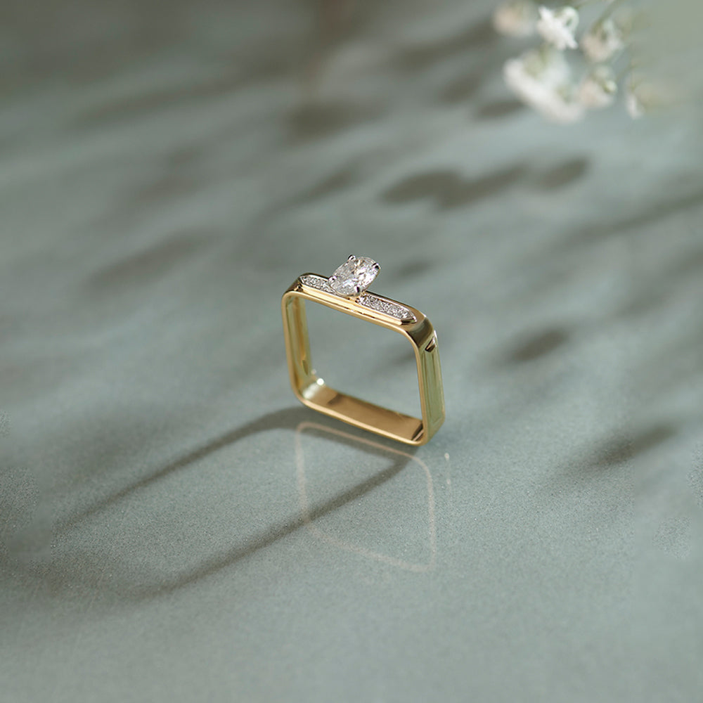 Modern Oval Solitaire Ring, 14K Gold Vermeil, 5/8 ct Lab Grown Diamond-1