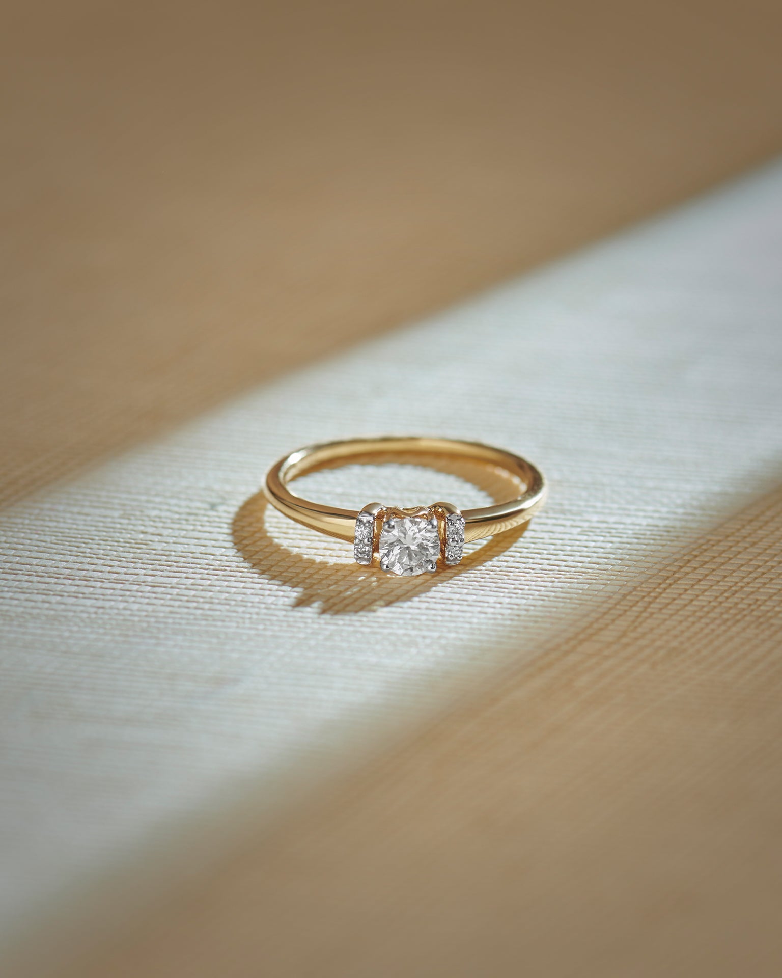 Bar Solitaire Ring, 14K Gold Vermeil, 1/3 ct Lab Grown Diamond-5