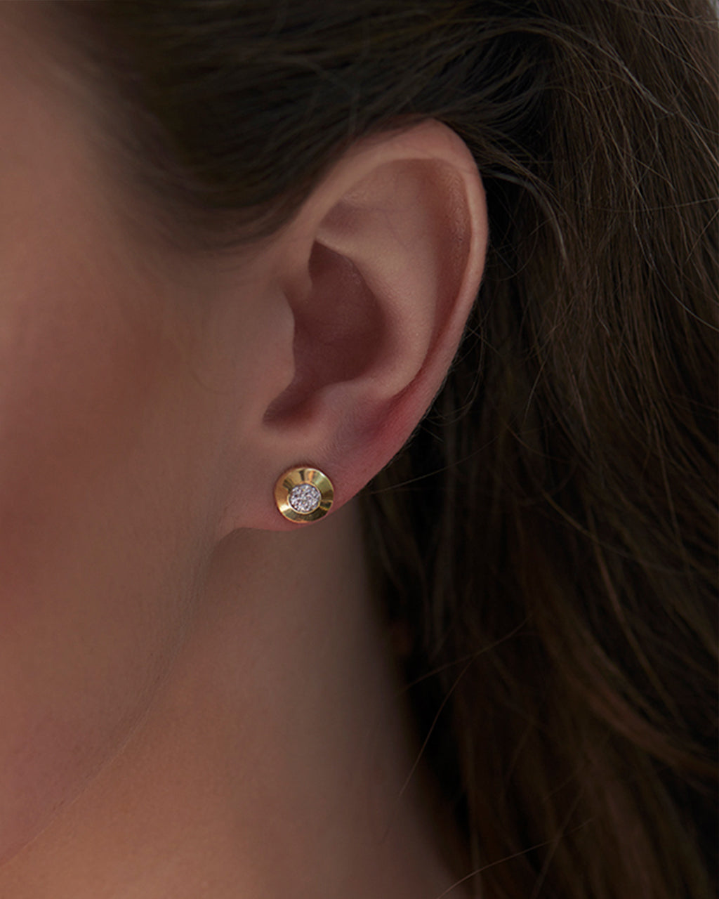 Disc Cluster Diamond Earrings, 14K Gold Vermeil, 1/10 ct Lab Grown Diamond-4