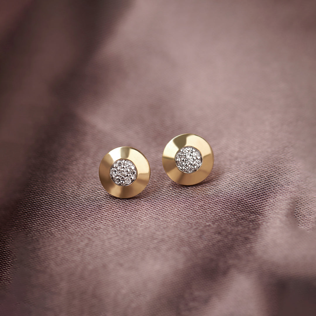 Disc Cluster Diamond Earrings, 14K Gold Vermeil, 1/10 ct Lab Grown Diamond-1