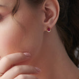 Pear Ruby & Diamond Earrings