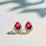 Pear Ruby & Diamond Earrings
