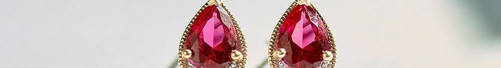 Pear Ruby & Diamond Earrings