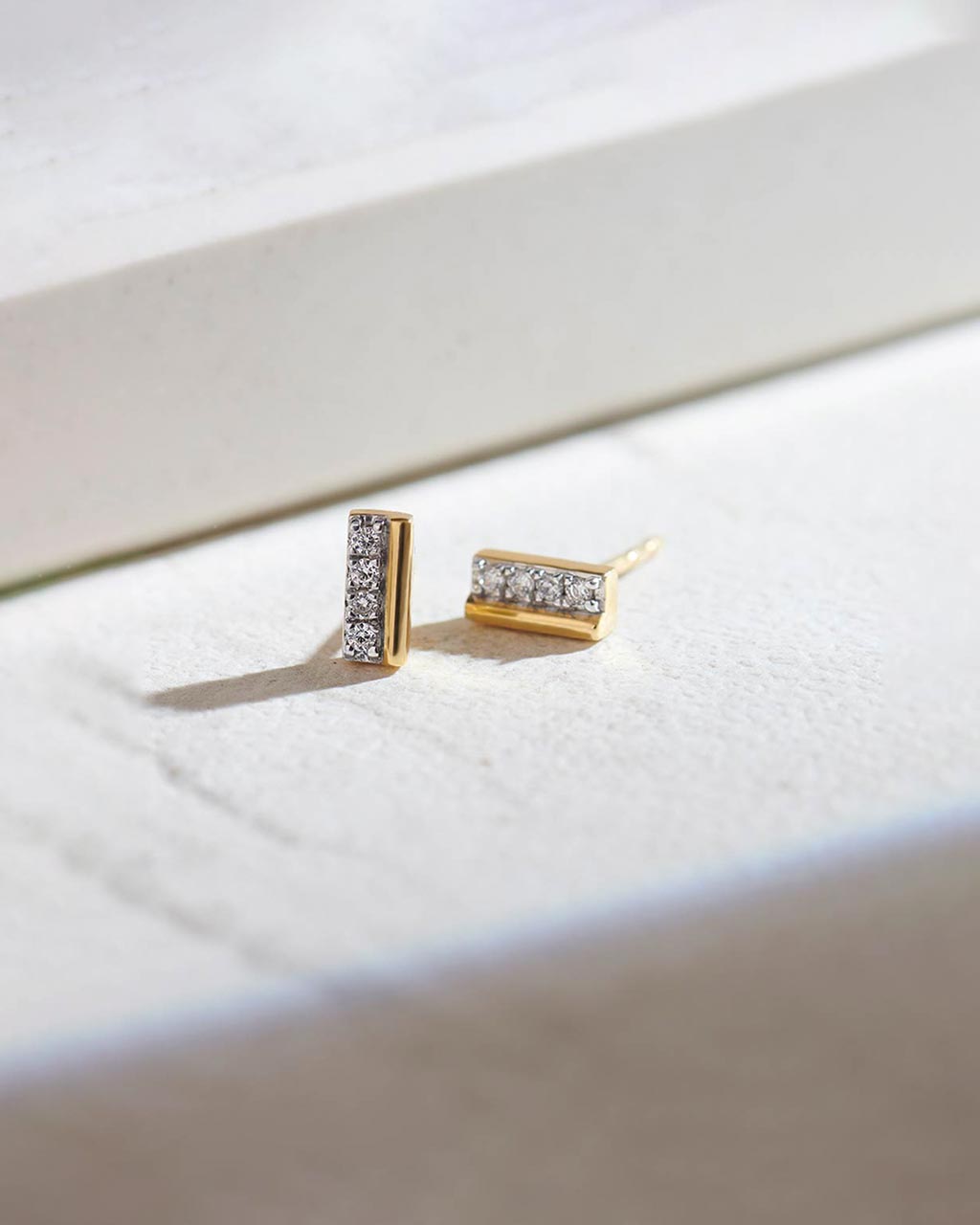 Petite Bar Diamond Earrings, 14K Gold Vermeil, 1/20 ct Lab Grown Diamond-6